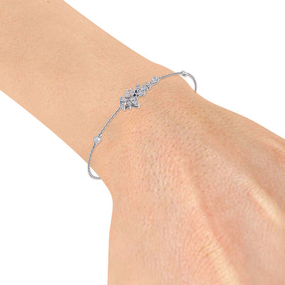 Flower shape bracelet in white gold with white diamonds of 0.67 ct in weight - HER DIAMONDS®