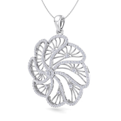 Flower pendant in white gold with white diamonds of 2.70 ct in weight