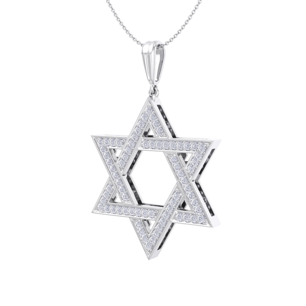 Star of David pendant in white gold with white diamonds of 0.91 ct in weight