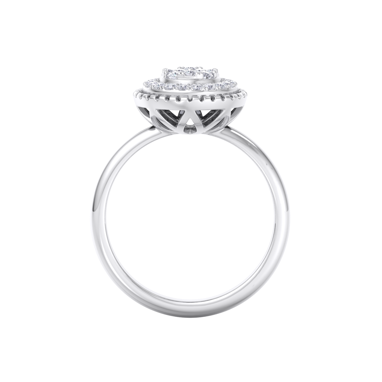 Round cluster ring in white gold with white diamonds of 0.38 ct in weight