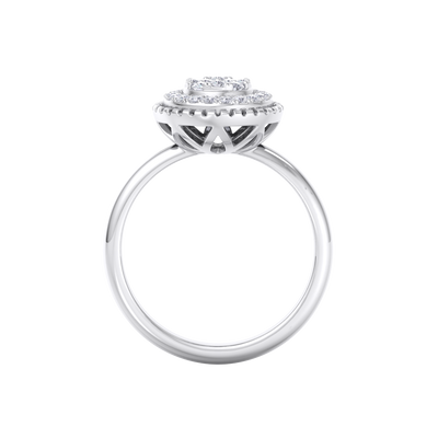 Round cluster ring in white gold with white diamonds of 0.38 ct in weight