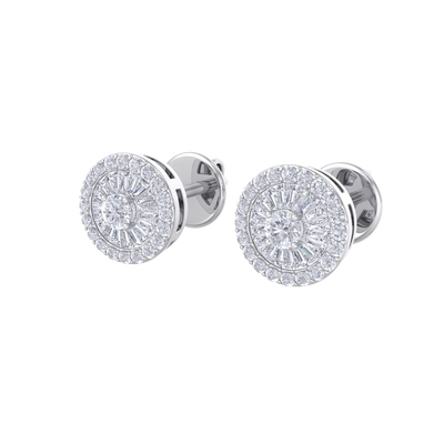 Halo earrings in white gold with white diamonds of 0.55 ct in weight