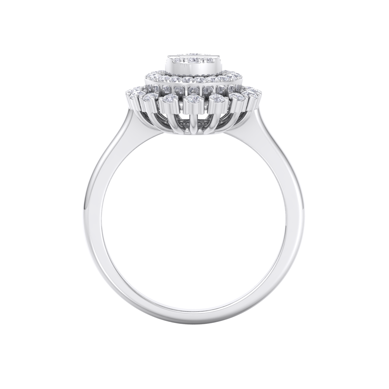 Round cluster ring in white gold with white diamonds of 0.37 ct in weight