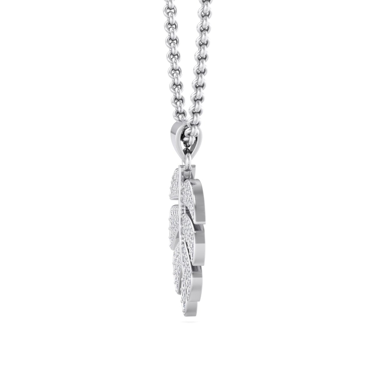 Leaf pendant in white gold with white diamonds of 0.58 ct in weight