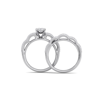 Wave bridal ring set in white gold with white diamonds of 1.17 ct in weight