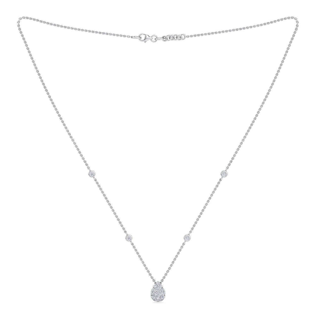 Drop shape necklace in rose gold with white diamonds of 0.53 ct in weight - HER DIAMONDS®