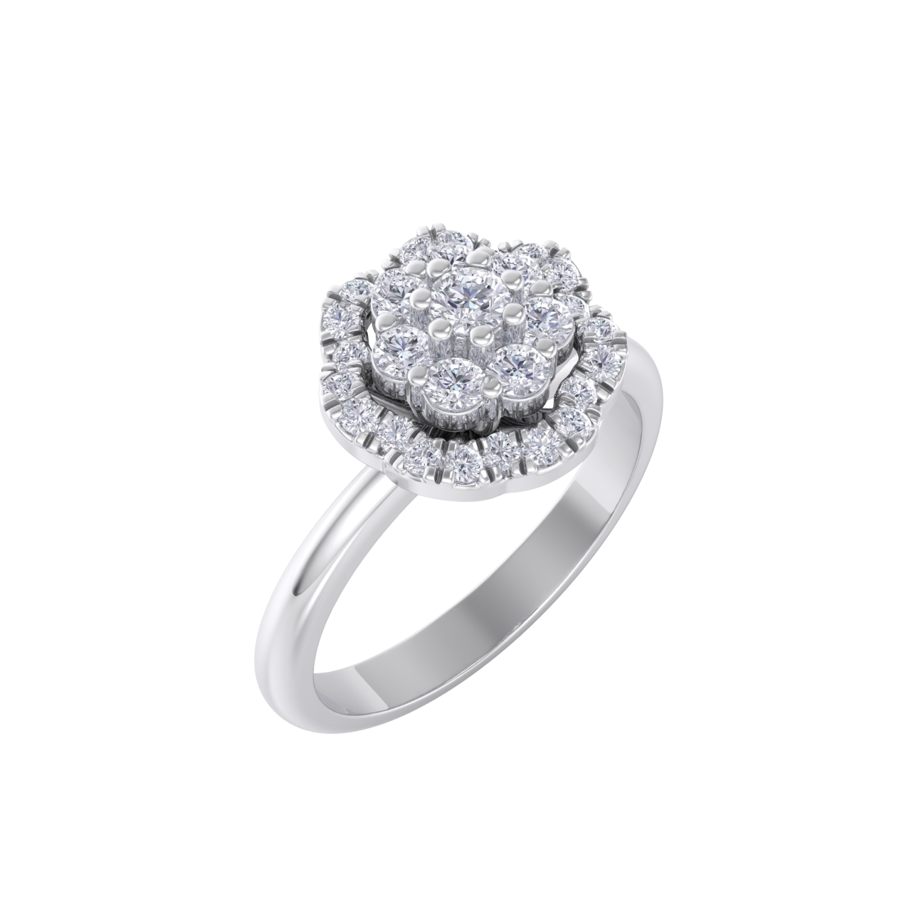 Flower diamond ring in white gold with white diamonds of 0.35 ct in weight
