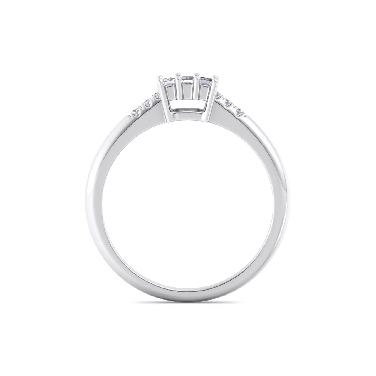 Baguette ring in white gold with white diamonds of 0.11 ct in weight