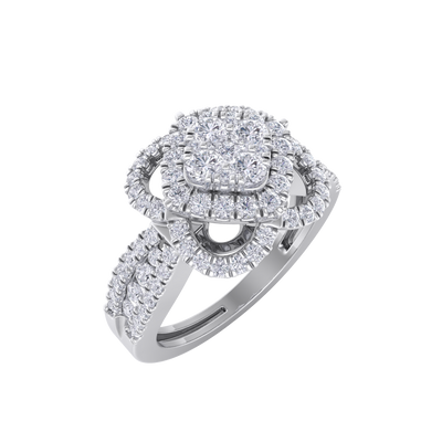 Diamond ring in white gold with white diamonds of 0.97 ct in weight