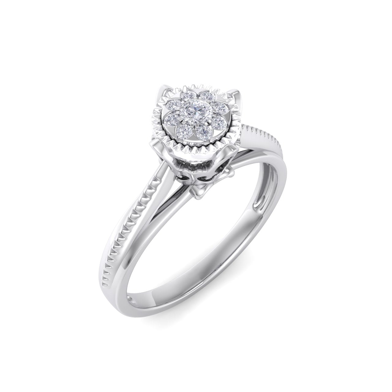 Two-tone ring in white gold in with white diamonds of 0.14 ct in weight in a crown setting