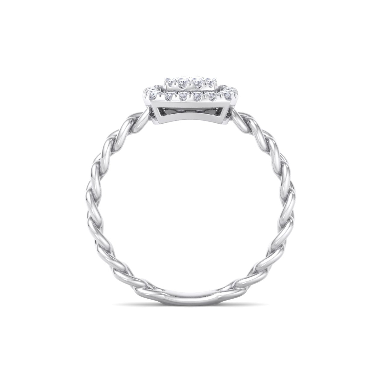 Ring with chain band in white gold with white diamonds of 0.33 ct in weight