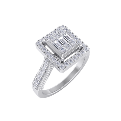 Square ring in rose gold with white diamonds of 0.44 ct in weight