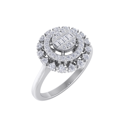 Round cluster ring in white gold with white diamonds of 0.37 ct in weight