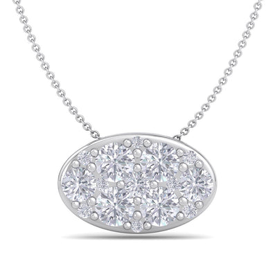 Oval shape pendant in white gold with white diamonds of 0.80 ct in weight - HER DIAMONDS®