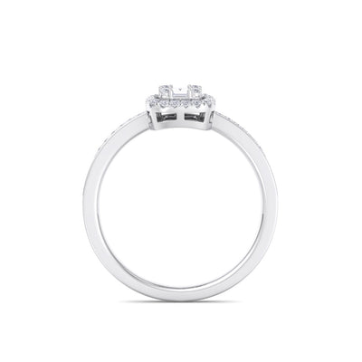 Engagement ring with channel setting in white gold with white diamonds of 0.18 ct in weight