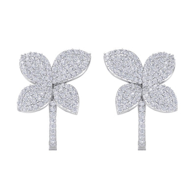 Flower french clip earrings in white gold with white diamonds of 1.41 ct in weight