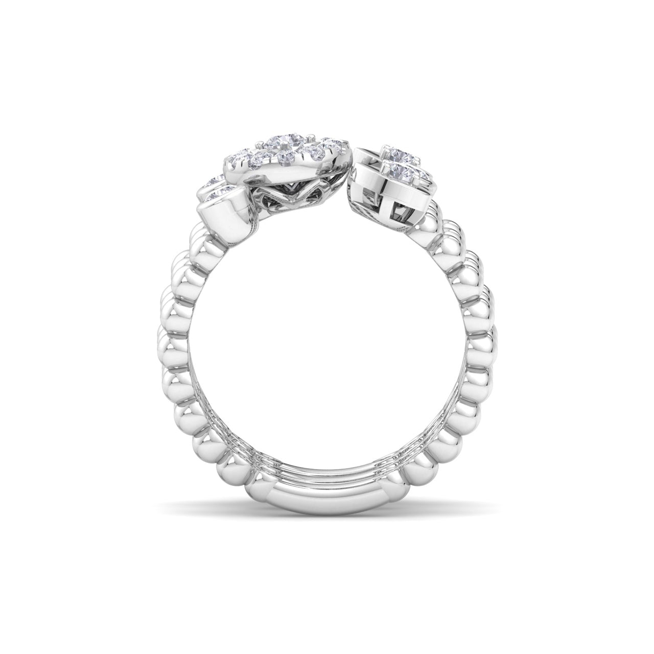 Triple band ring in white gold with white diamonds of 0.55 ct in weight