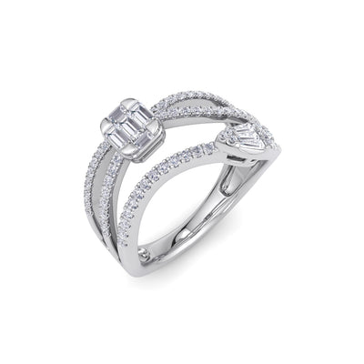 Multi-band ring in white gold with white diamonds of 0.83 in weight