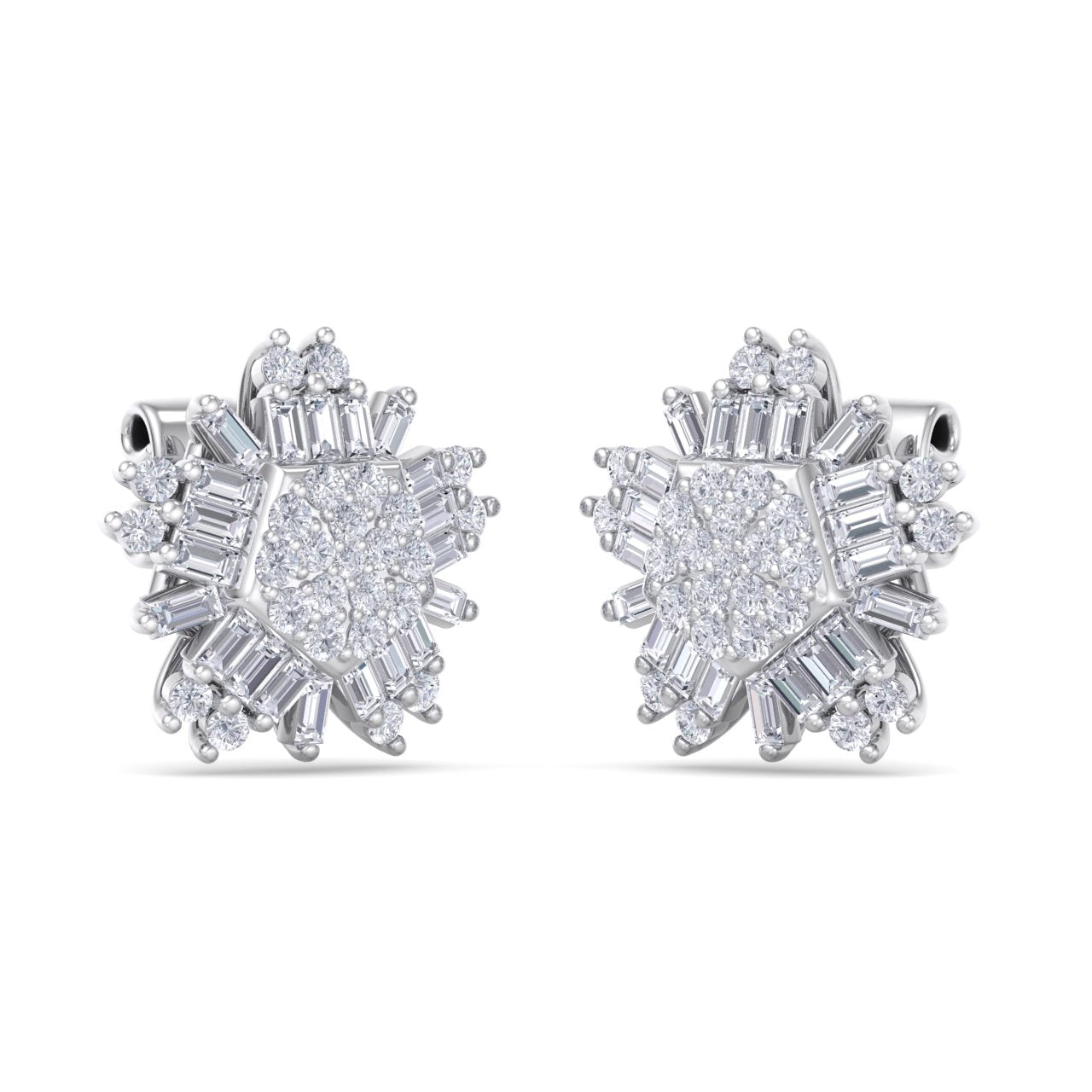 Snowflake earrings in white gold with white diamonds of 0.83 ct in weight