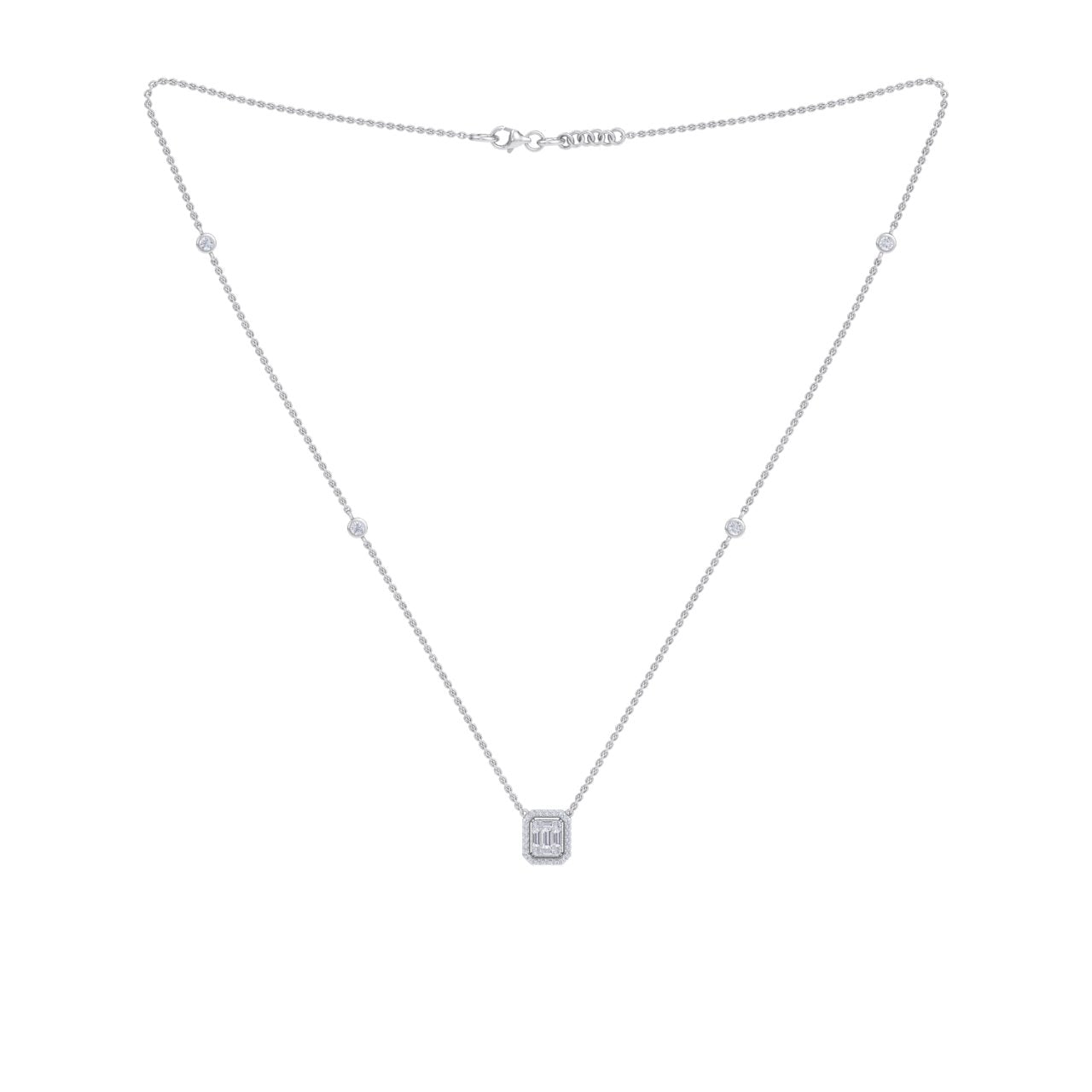Square necklace in yellow gold with white diamonds of 0.37 ct in weight - HER DIAMONDS®