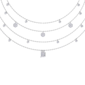 Multi-strand necklace in white gold with white diamonds of 1.00 ct in weight - HER DIAMONDS®