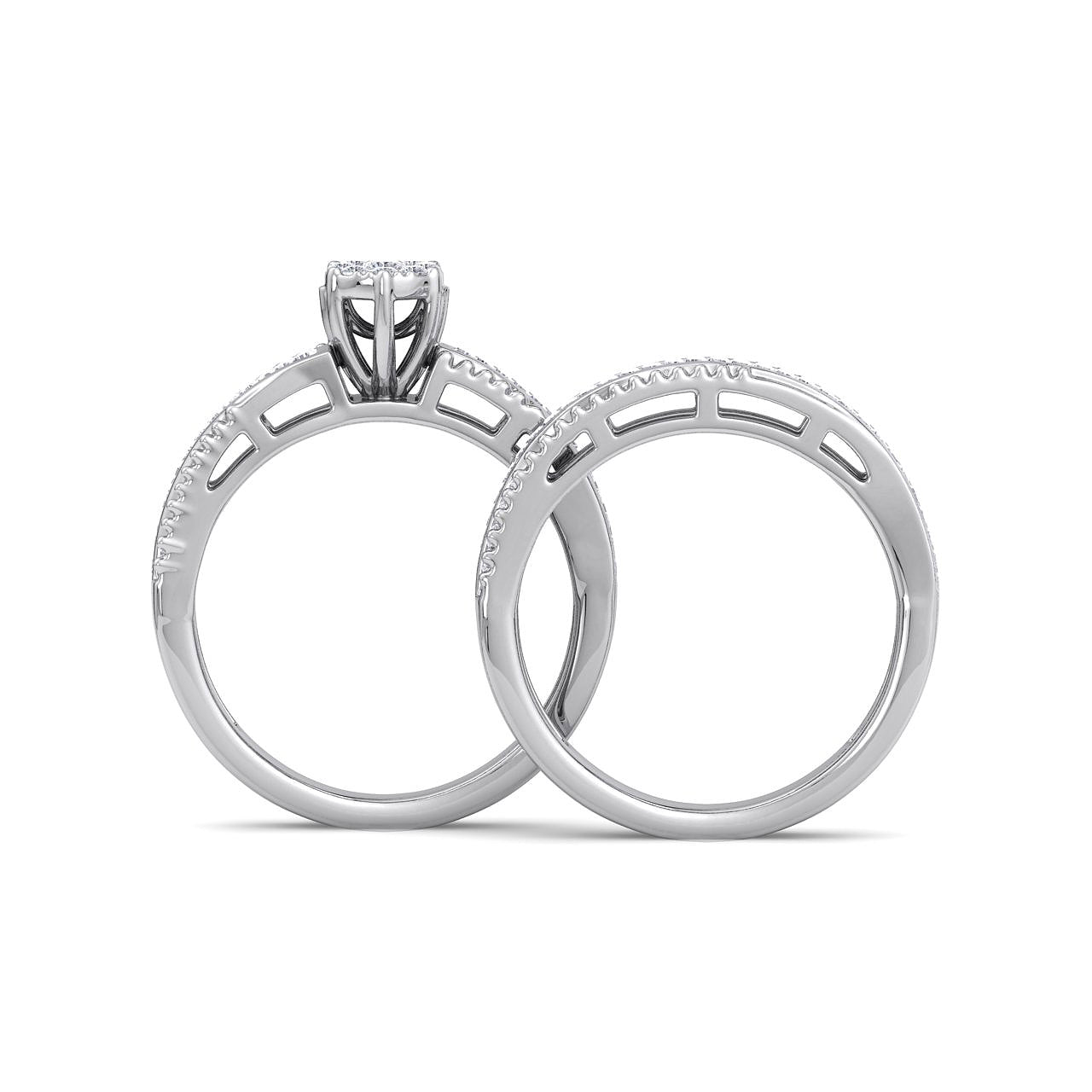Bridal ring set in white gold with white diamonds of 0.58 ct in weight - HER DIAMONDS®