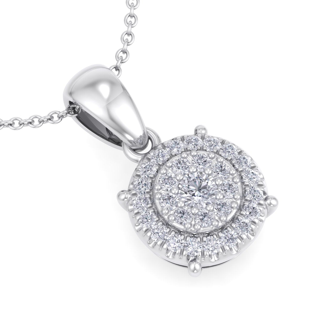 Classic round pendant in rose gold with white diamonds of 0.22 ct in weight - HER DIAMONDS®