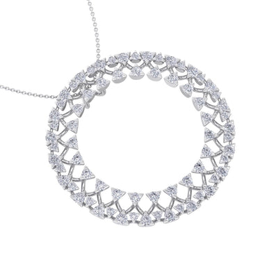 Circle pendant in white gold with white diamonds of 3.28 ct in weight