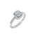 Engagement ring with channel setting in white gold with white diamonds of 0.18 ct in weight