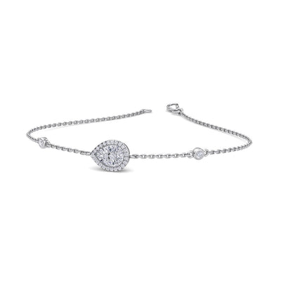 Pear shaped bracelet in white gold with white diamonds of 0.29 ct in weight - HER DIAMONDS®