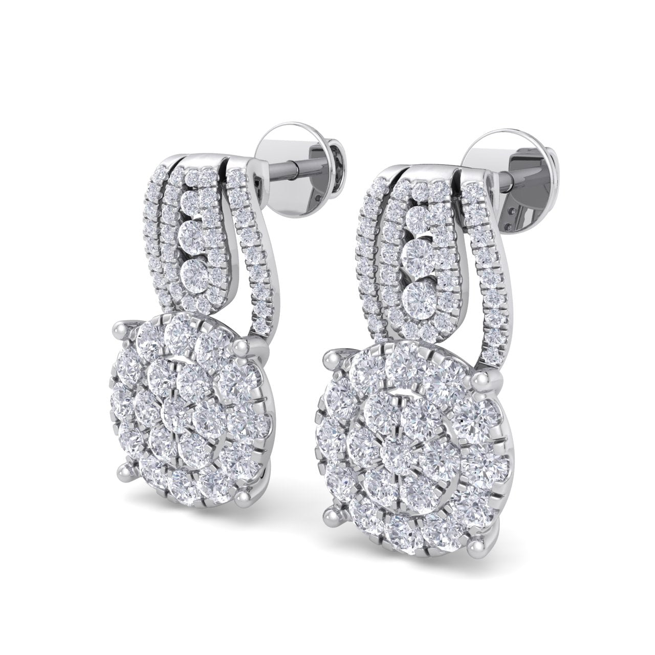 Drop earring in yellow gold with white diamonds of 1.43 ct in weight - HER DIAMONDS®