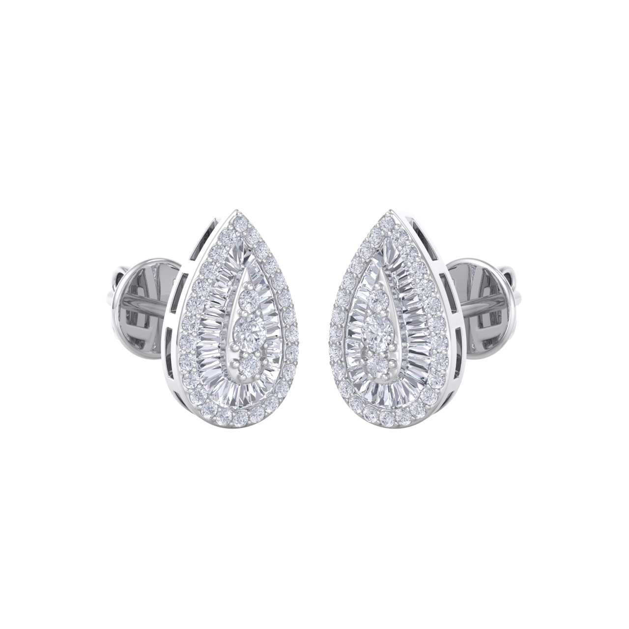 Pear shaped earrings in white gold with white diamonds of 0.79 ct in weight