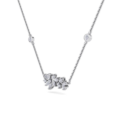 Flower shape necklace in white gold with white diamonds of 0.60 ct in weight - HER DIAMONDS®