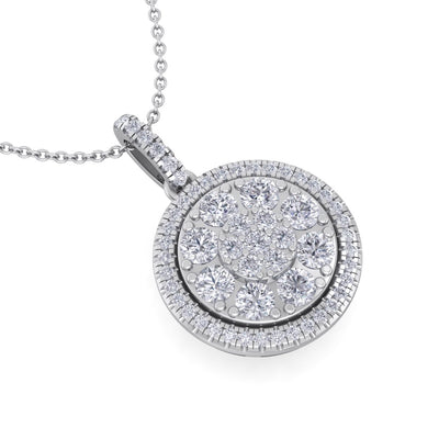 Round pendant in white gold with white diamonds of 1.09 ct in weight - HER DIAMONDS®