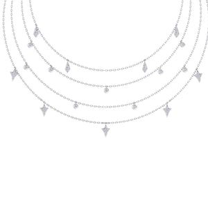 Multi-strand drop necklace in white gold with white diamonds of 0.68 ct in weight - HER DIAMONDS®