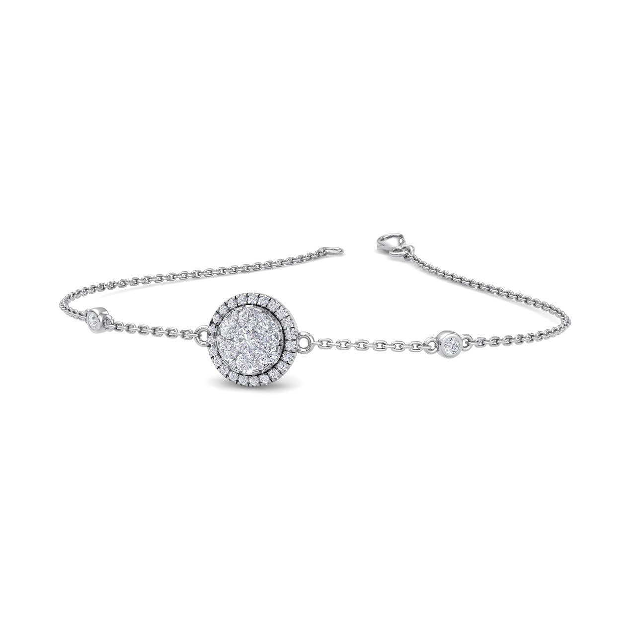 Round shape bracelet in white gold with white diamonds of 0.67 ct in weight - HER DIAMONDS®