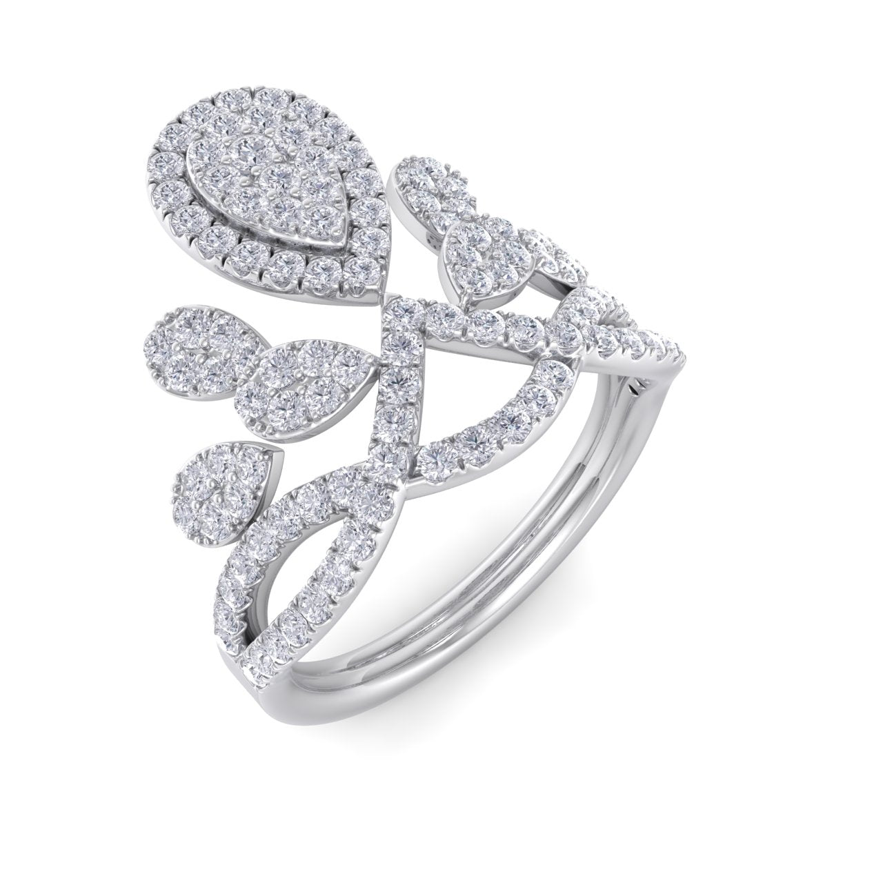 Statement ring in white gold with white diamonds of 0.38 ct in weight