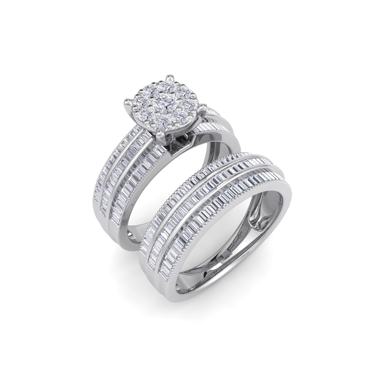 Bridal ring set in white gold with white diamonds of 1.35 ct in weight