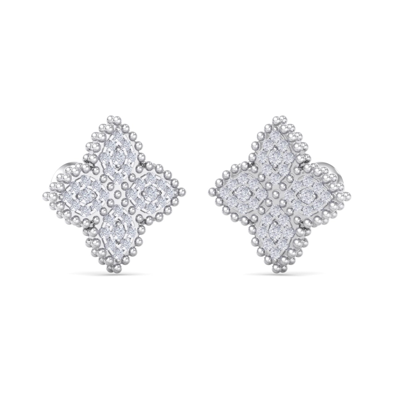 Stud earrings in white gold with white diamonds of 0.38 ct in weight