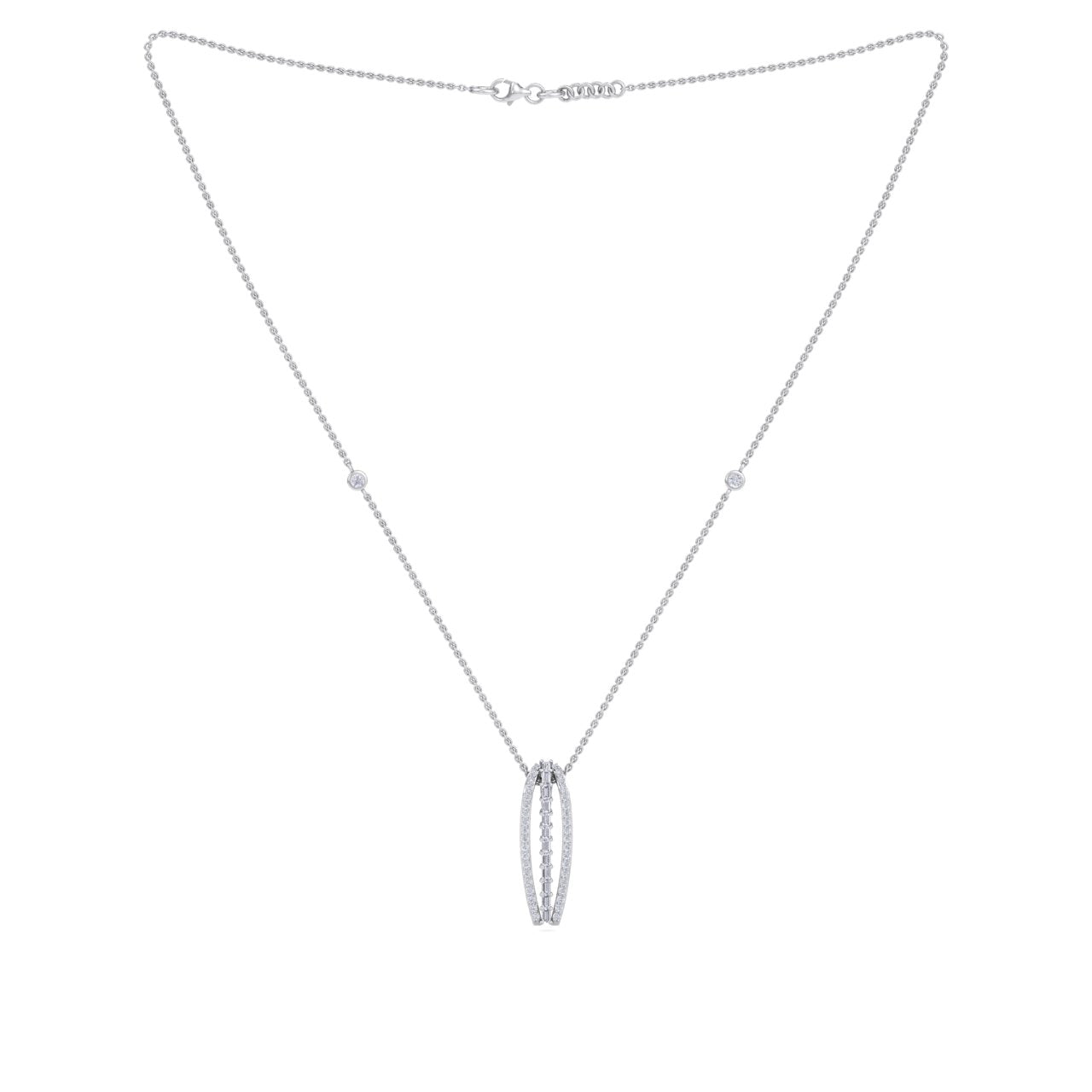 Necklace in white gold with white diamonds of 0.80 ct in weight - HER DIAMONDS®
