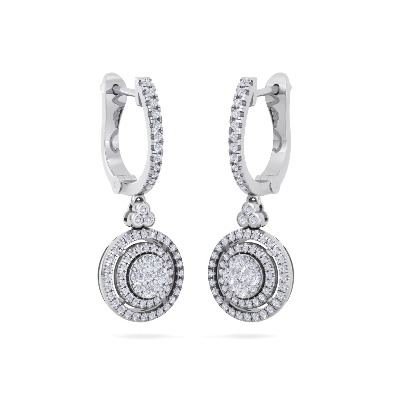 Round drop earrings in yellow gold with white diamonds of 0.88 ct in weight - HER DIAMONDS®