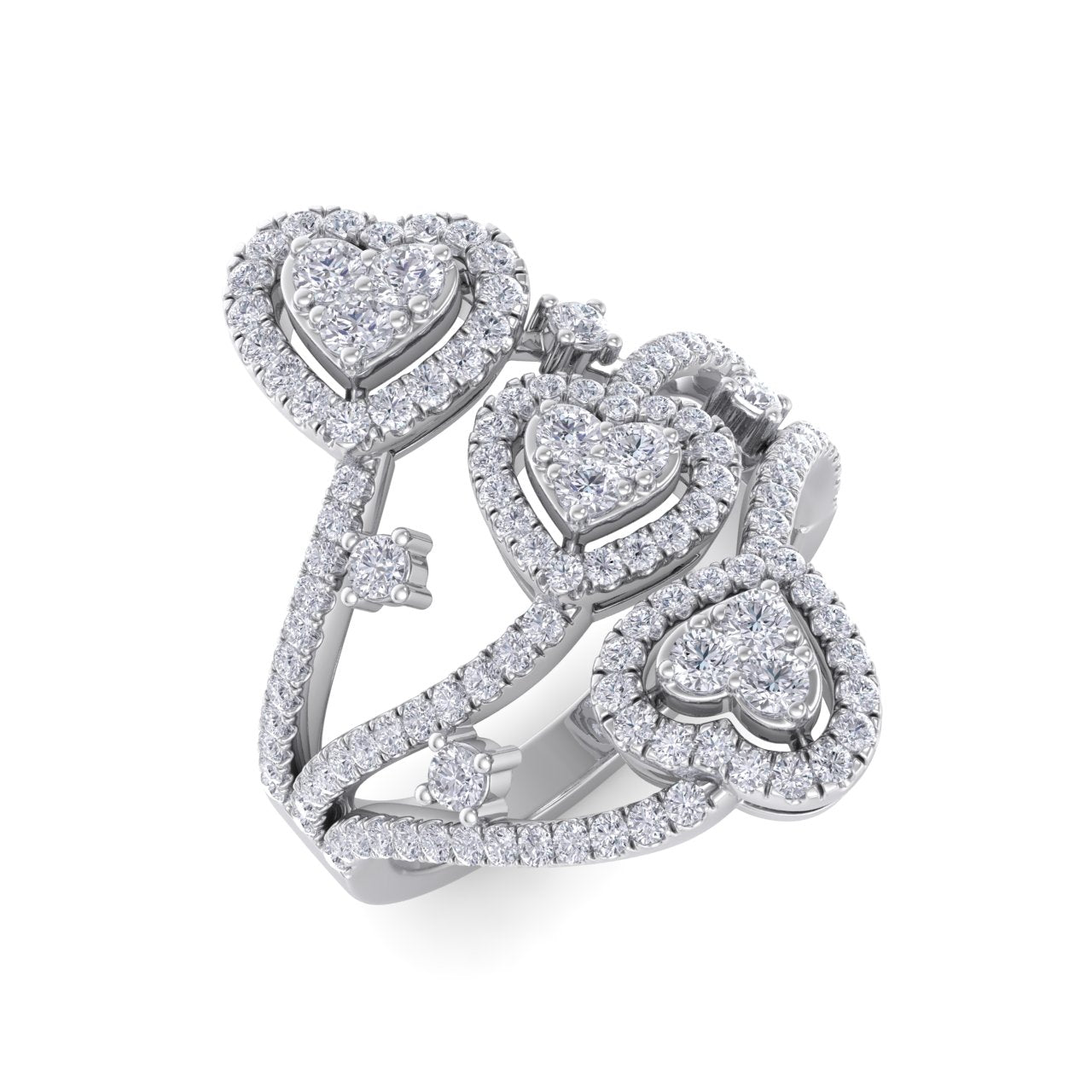 Heart statement ring in white gold with white diamonds of 1.03 ct in weight