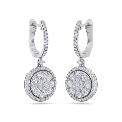 Round earrings in white gold with white diamonds of 1.83 ct in weight - HER DIAMONDS®