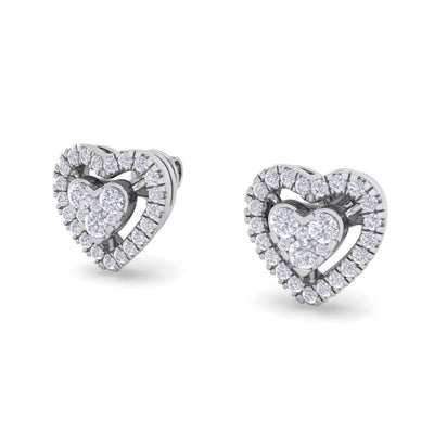 Heart stud earrings in rose gold with white diamonds of 0.93 ct in weight - HER DIAMONDS®