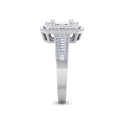Square ring in white gold with white diamonds of 0.72 ct in weight