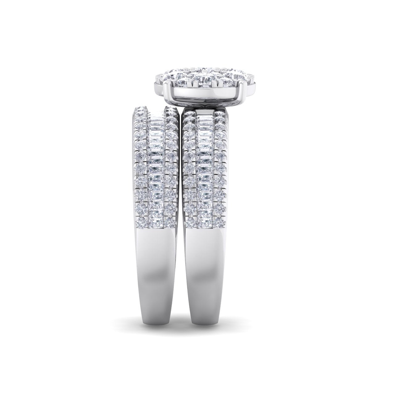Bridal set in white gold with white diamonds of 1.48 ct in weight