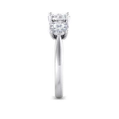 Three stones diamond ring with miracle plates in white gold with white diamonds of 0.37 ct in weight