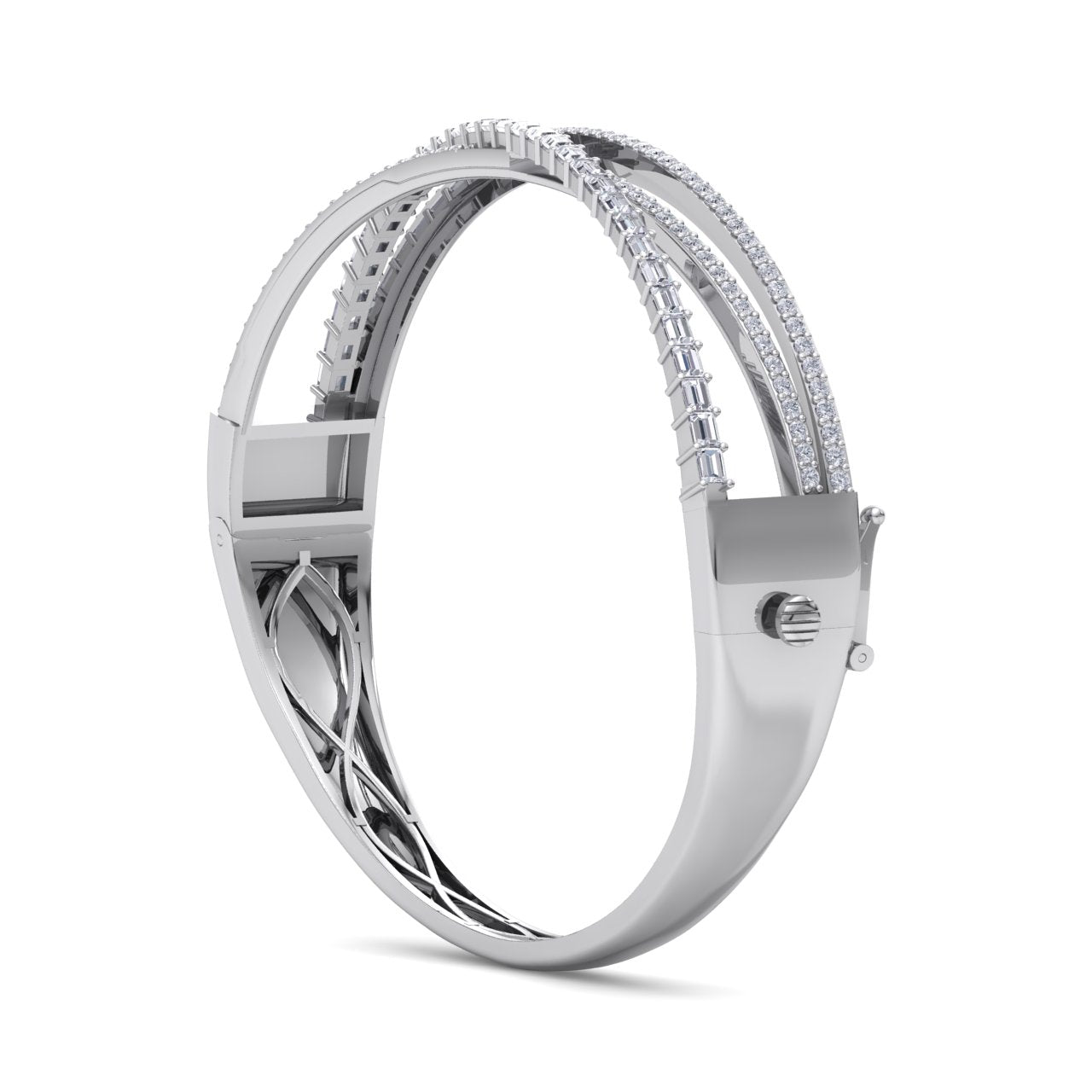Classic bangle in white gold with white diamonds of 1.86 ct in weight - HER DIAMONDS®