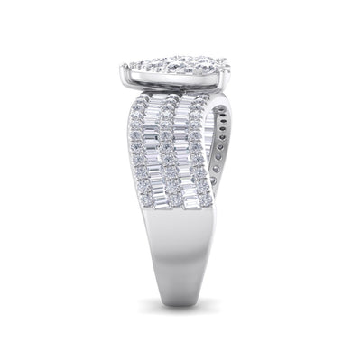 Heart wave ring in white gold with white diamonds of 1.82 ct in weight - HER DIAMONDS®