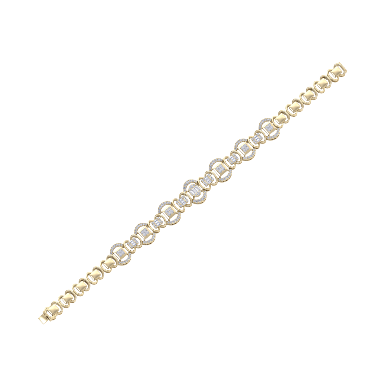 Statement bracelet in yellow gold with white diamonds of 1.77 ct in weight